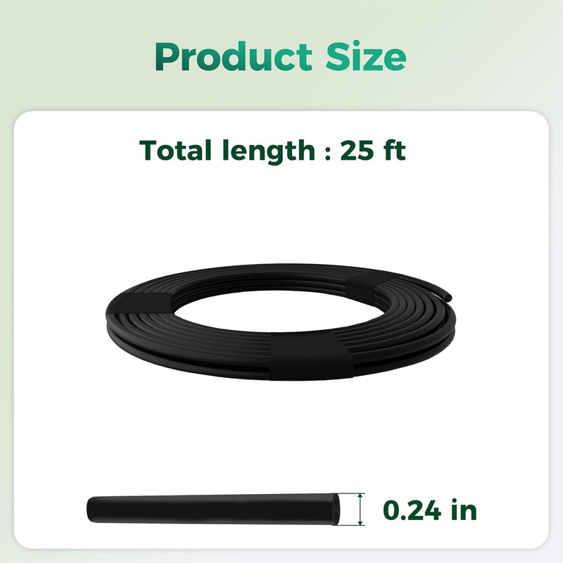 SPONDWILD 25 Ft 1/4 Inch Blank Distribution Tubing - UV Protected Flexible Black Drip Hose, Universal for Garden, Potted Plants & Veggie Beds, Fits Standard Drip Components - Image 2